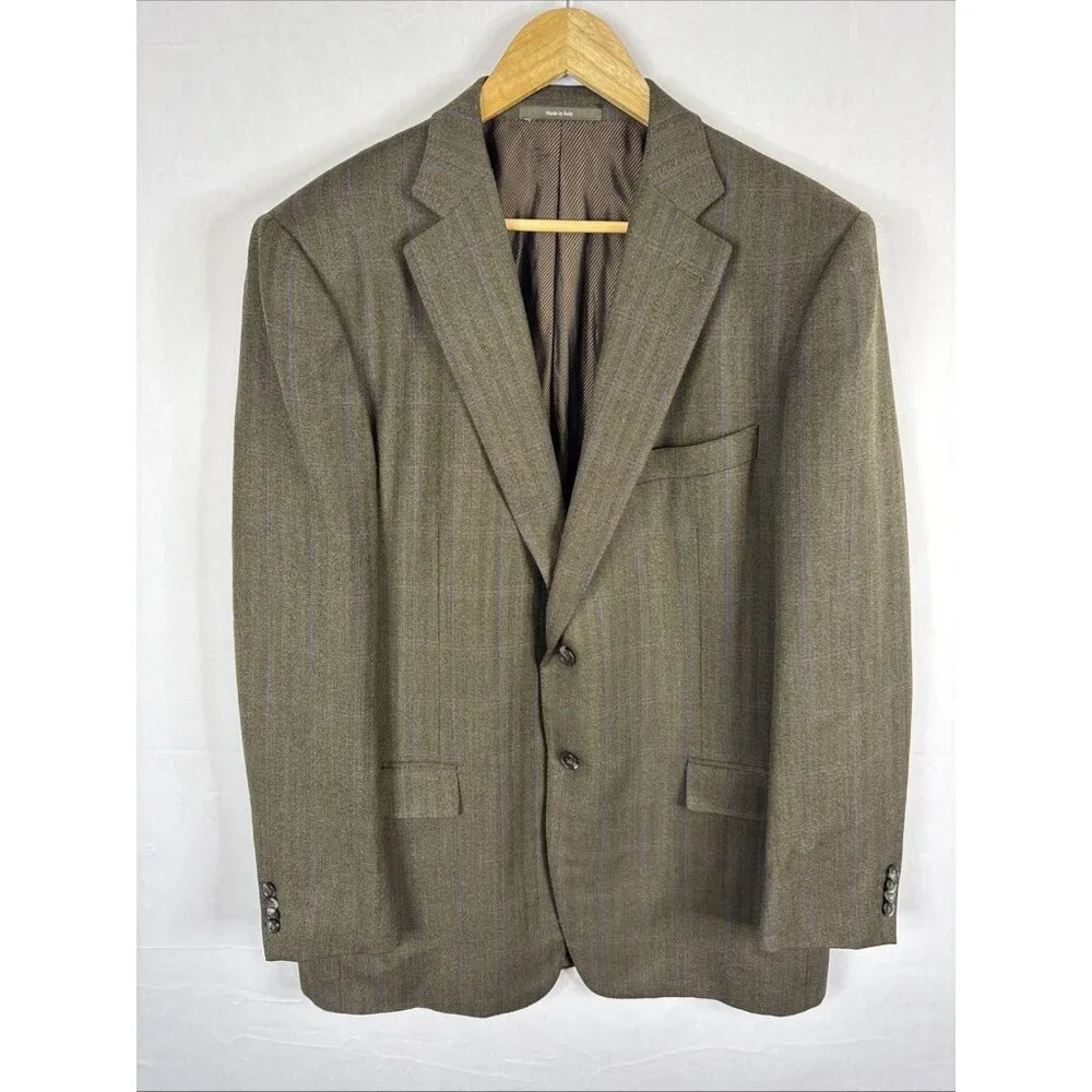 Ermenegildo Zegna Made‎ in Italy Wool Pinstripe Blazer Sport Coat 56R Fits 44R